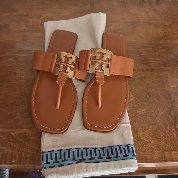 Tori Burch Georgia Leather Thong Sandals - Picture 1 of 4
